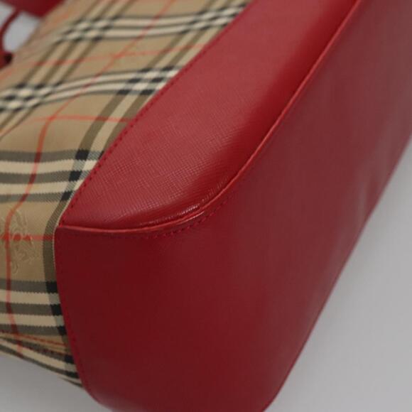 Burberry Nova Check Hand Bag Canvas Beige Red - Picture 9 of 16